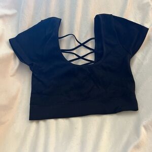 Black Aerie crossover back crop top - Medium